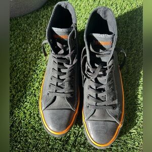 Harley-Davidson Black High-Top Sneakers with Orange Accent